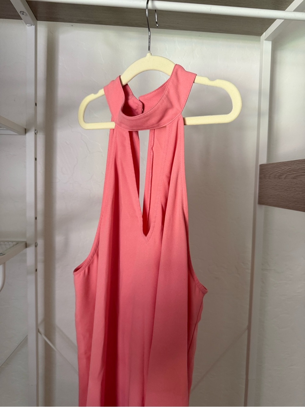 Sleeveless Coral Halter Neck Dress